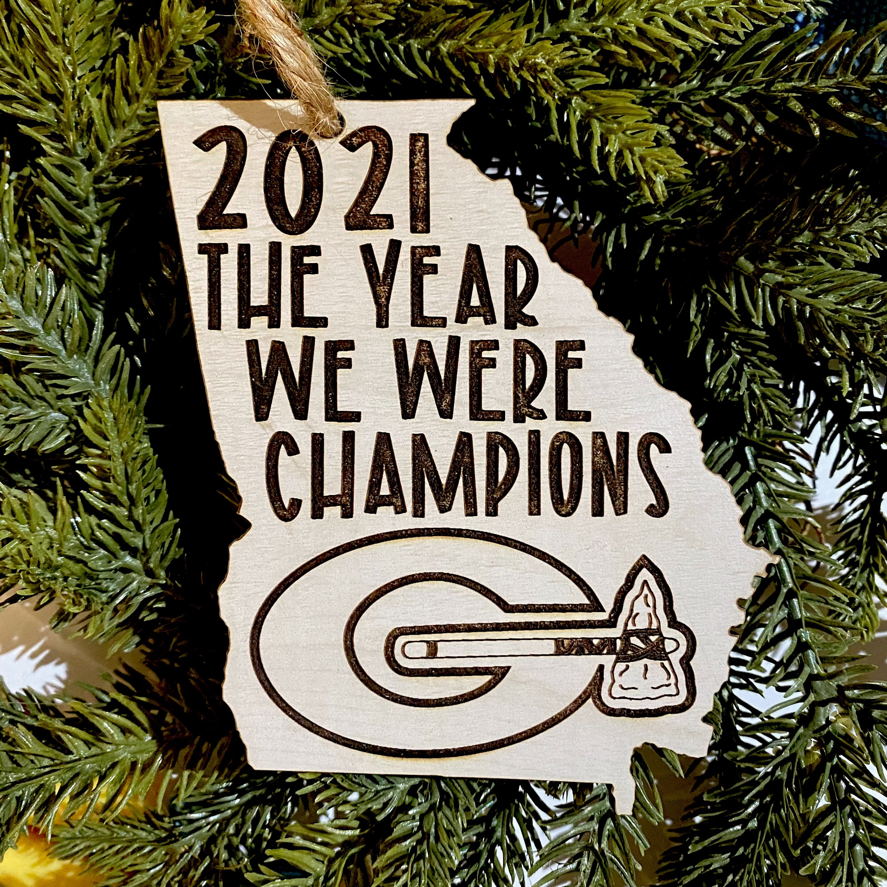 State of Georgia Champions Ornament- Celebratory Georgia/ Braves 2021 mash  up ornament 2021